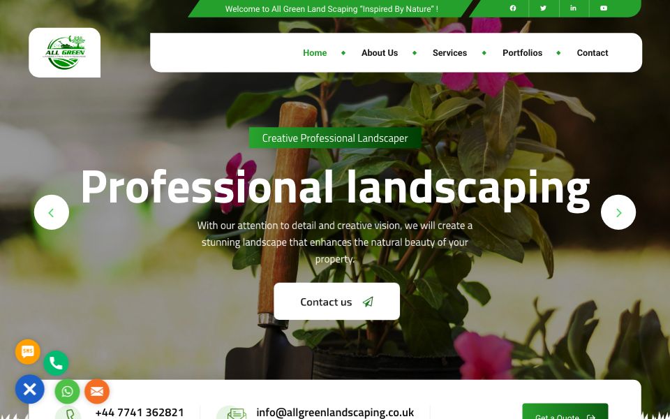 All Green Landscaping - website screenshot