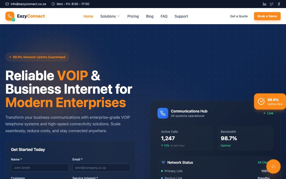 EazyConnect - website screenshot
