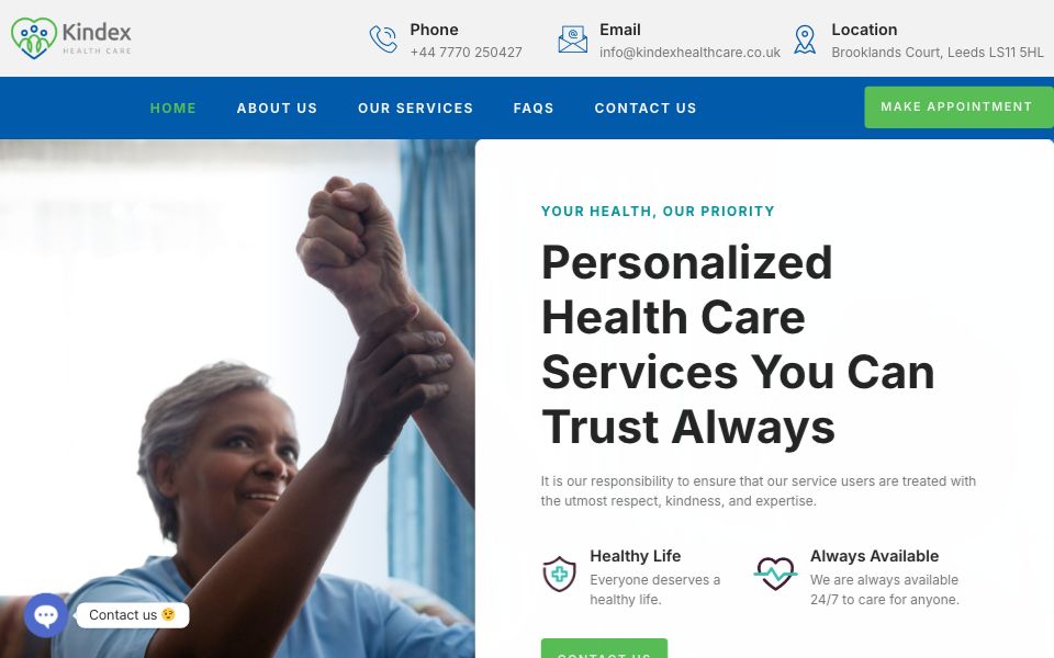Kindex Healthcare - website screenshot